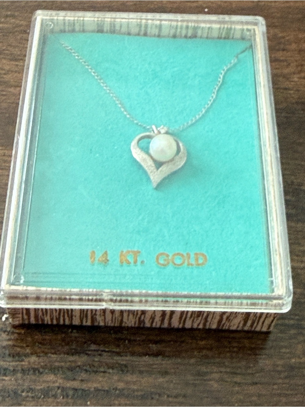 14kt Gold Heart Pendant Necklace with Pearl Diamond